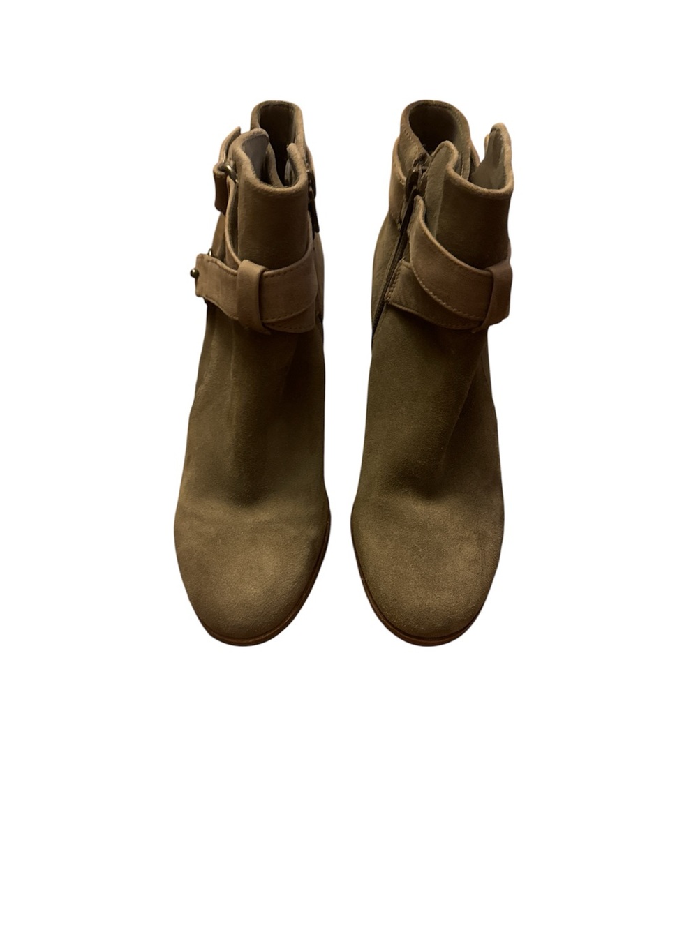 Gianni Bini Tan Suede Ankle Booties with Buckle Strap